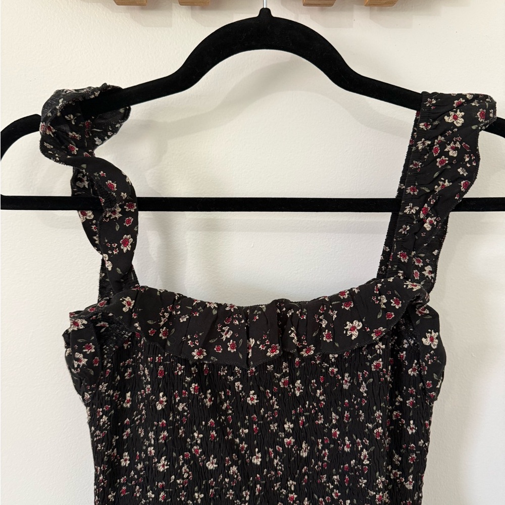 NATURAL LIFE Megan Black and Burgundy Floral Midi Dress, Size Small - Picture 3 of 10